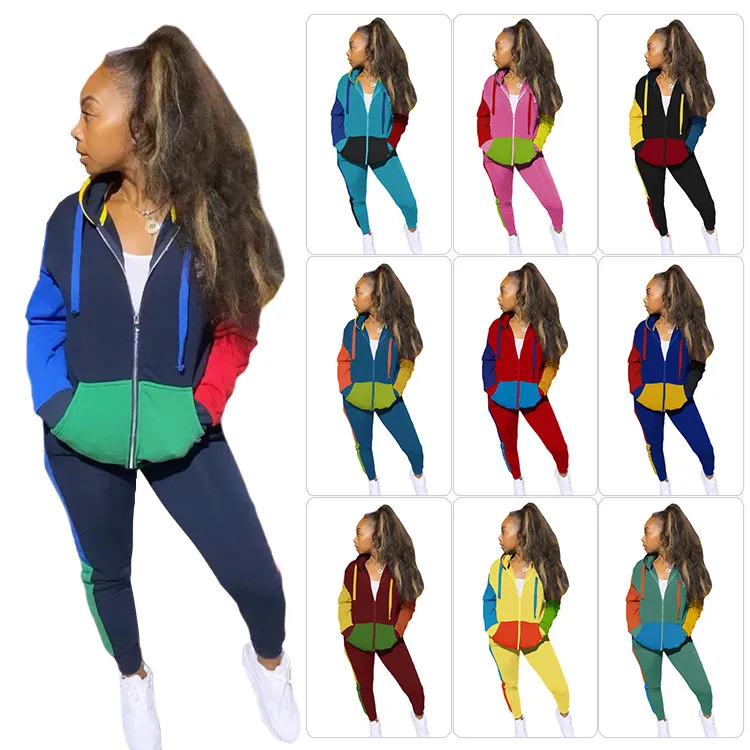 2021 Casual 2 PCS Sweatsuit Patchwork Long Sleeve Hoodies Pants Winter Women Two Piece Set, Picture
2021 Casual 2 PCS Sweatsuit Patchwork Long Sleeve Hoodies Pants Winter Women Two Piece Set, Picture