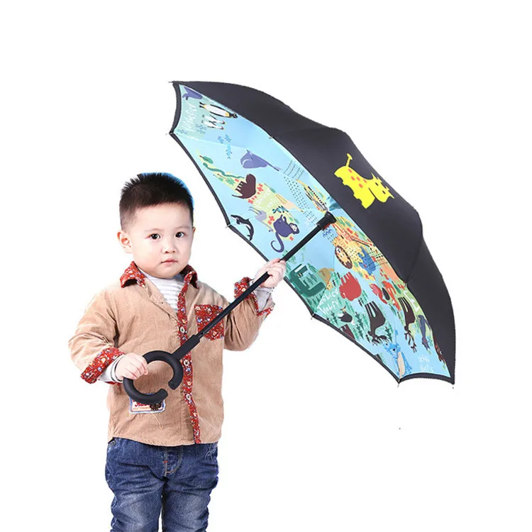 Inverted Umbrella Creative Double Layer Super Windbreak Outdoor Kids Cartoon Animal Print Children Reverse Umbrellas, Pontone color
Inverted Umbrella Creative Double Layer Super Windbreak Outdoor Kids Cartoon Animal Print Children Reverse Umbrellas, Pontone color
