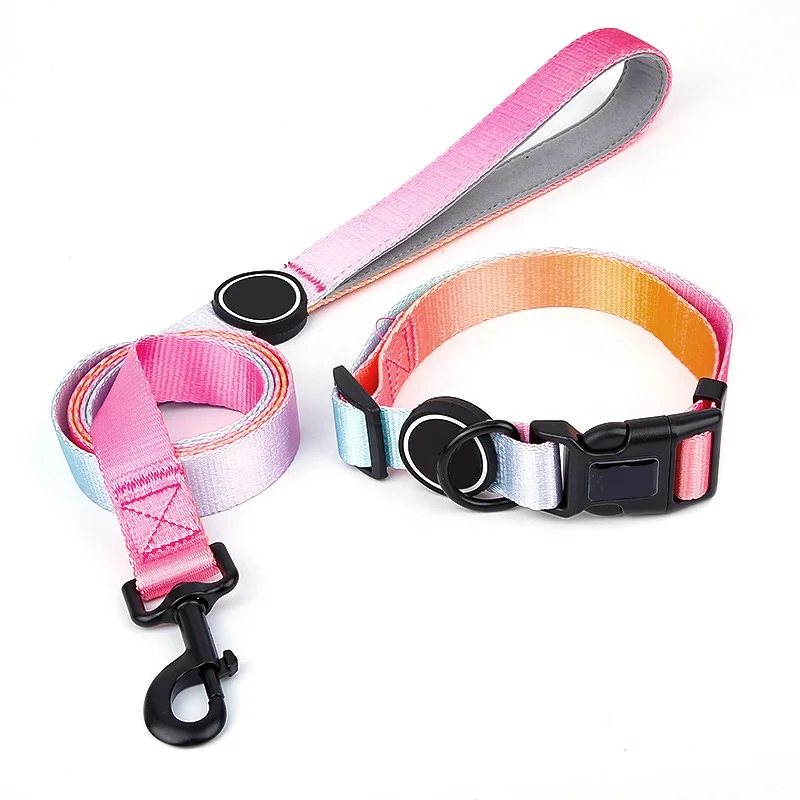 Vivid Polyester Gradient Printed Set Pet Collars And Leashes Dog Leash Pet Collars For Hot Sale, Colorful
Vivid Polyester Gradient Printed Set Pet Collars And Leashes Dog Leash Pet Collars For Hot Sale, Colorful