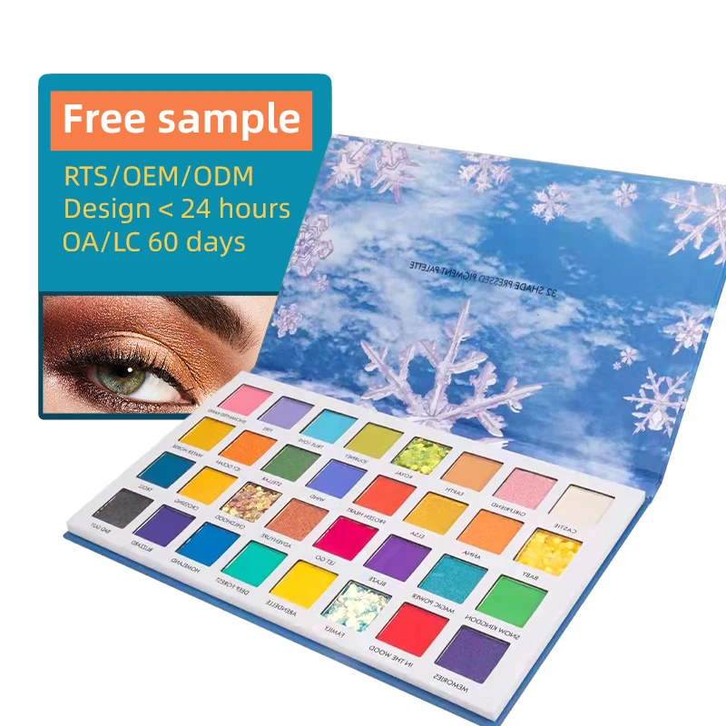 32 Colors Cosmetic Custom Logo Eyeshadow Palette Makeup Set Glitter Eye shadow snowflake High Pigment Eyeshadow for make up, Customized color
32 Colors Cosmetic Custom Logo Eyeshadow Palette Makeup Set Glitter Eye shadow snowflake High Pigment Eyeshadow for make up, Customized color