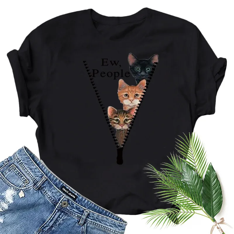 European and American cat print short-sleeved T-shirt lazy nightclub style Cute Cat Print Short-sleeved T-shirt
European and American cat print short-sleeved T-shirt lazy nightclub style Cute Cat Print Short-sleeved T-shirt