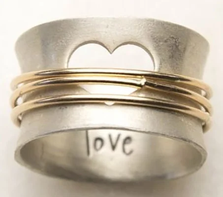 New Bohemian Style Jewelry Gold Two-tone Love Steel Wire Love Ring Wide Band Jewelry, Silver
New Bohemian Style Jewelry Gold Two-tone Love Steel Wire Love Ring Wide Band Jewelry, Silver