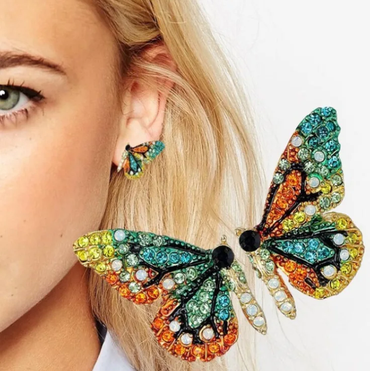 Personality butterfly elements accessoriesColor Drill Wing Crystal Jewelry Colorful Rhinestone Butterfly Stud Earrings
Personality butterfly elements accessoriesColor Drill Wing Crystal Jewelry Colorful Rhinestone Butterfly Stud Earrings