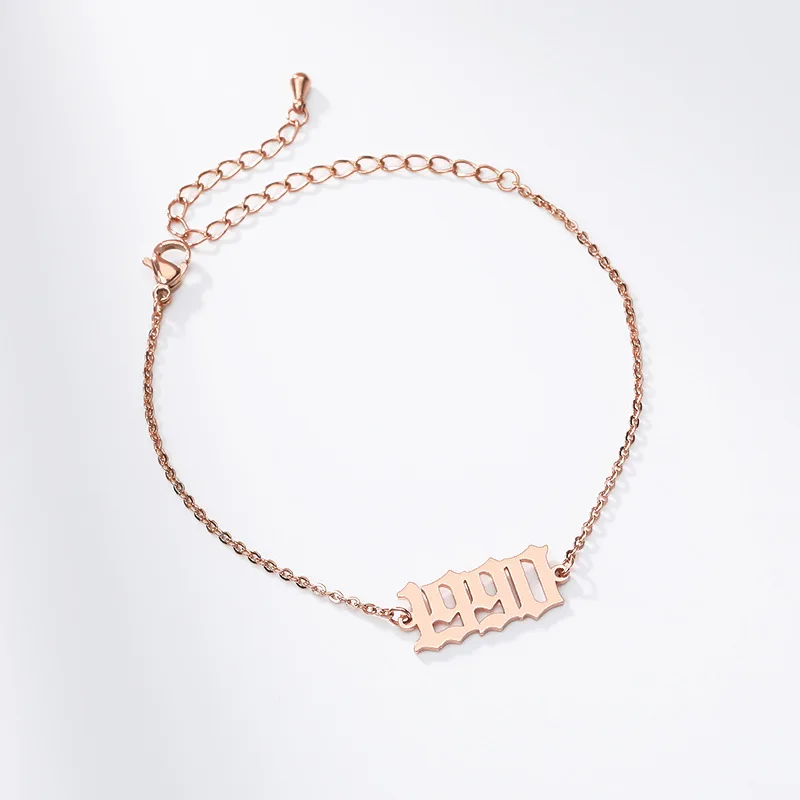 DIY private birth birthday bracelet stainless steel ancient English ladies factory direct sales luxury link initial bracelet, Rose gold / steel
DIY private birth birthday bracelet stainless steel ancient English ladies factory direct sales luxury link initial bracelet, Rose gold / steel