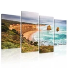 Splendid Shore Scenery Oil Painting for Modern Bathroom Decoration Green Sea Framed Canvas Prints