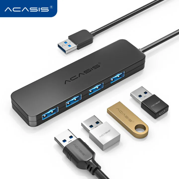 

HUB USB 3.0 4 Ports USB 2.0 External Splitter with Micro USB Port Charging for Mac Laptop Computer Accessories HUB Adapter, Black