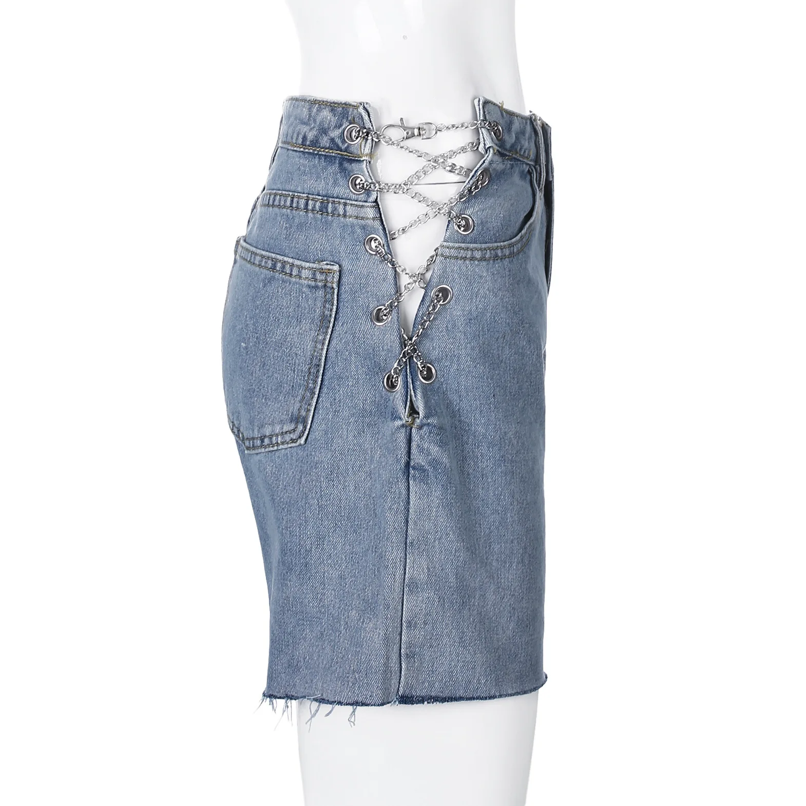 Hollow-out sexy side chain with high-waisted jeans for women versatile slim straight pants
Hollow-out sexy side chain with high-waisted jeans for women versatile slim straight pants