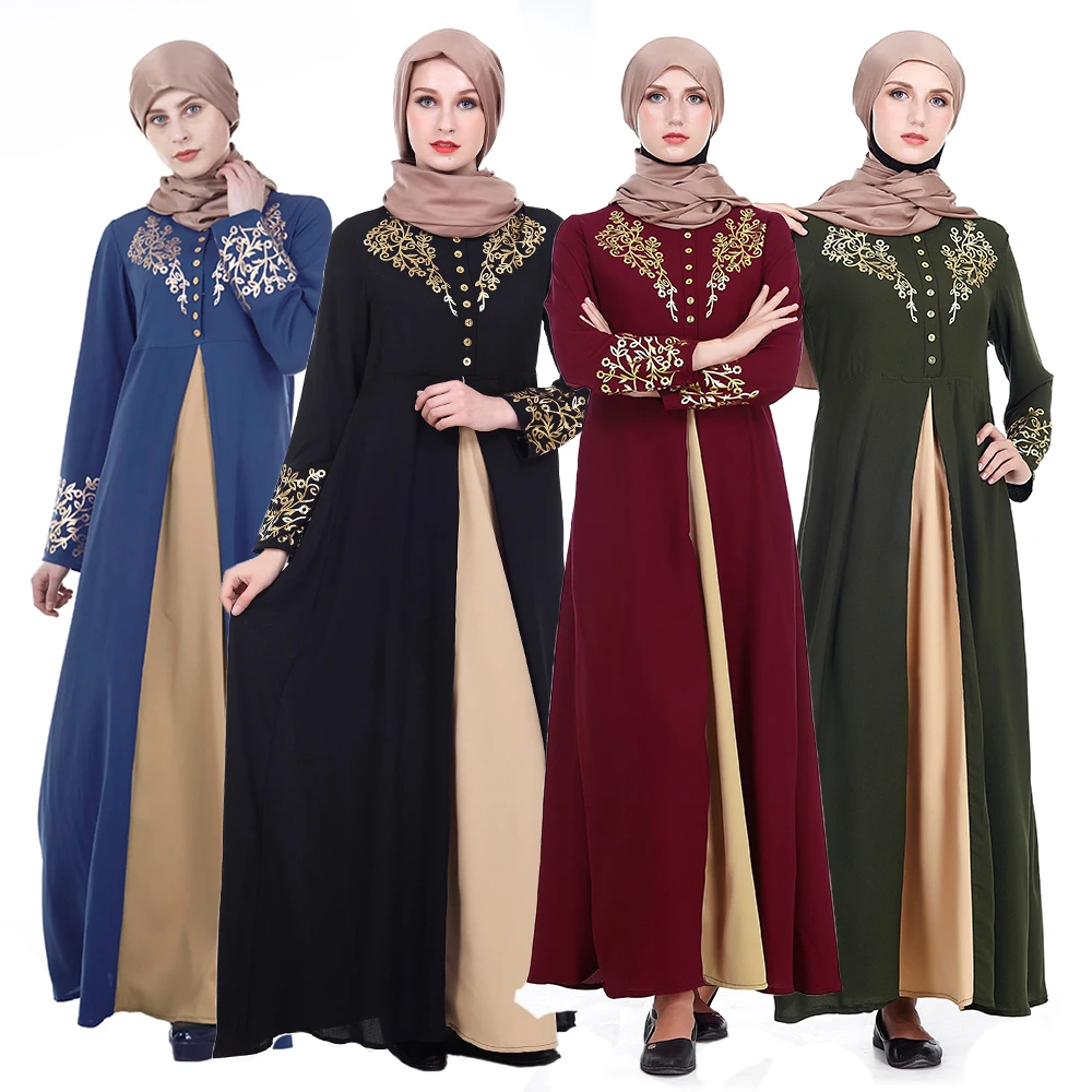 

Zakiyyah Z180502 Islamic Clothing Turkish Abaya Kimono With Embroidery Design Thickened Chiffon Black color In Dubai, Blue;black;wine red;green
