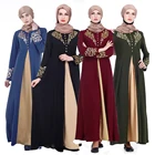 Zakiyyah Z180502 Islamic Clothing Turkish Abaya Kimono With Golden Printing Design Thickened Chiffon Black color In Dubai