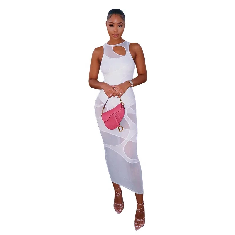 Stock Clothing Fashion New Design Hot Style Sexy See-Through Mesh Club Solid Color Sleeveless Women Dress Long Dress Women
Stock Clothing Fashion New Design Hot Style Sexy See-Through Mesh Club Solid Color Sleeveless Women Dress Long Dress Women