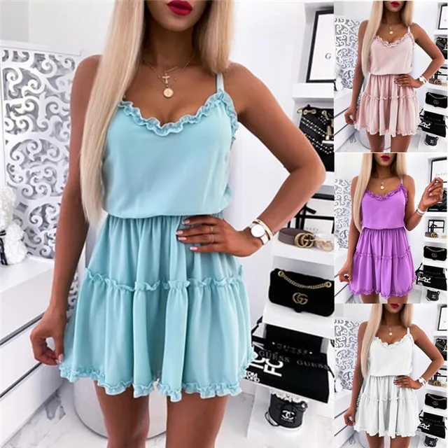 2021 Hot Summer Casual Dresses Solid Color Sleeveless Sling V-neck Dress Women's Clothing, Picture showed
2021 Hot Summer Casual Dresses Solid Color Sleeveless Sling V-neck Dress Women's Clothing, Picture showed