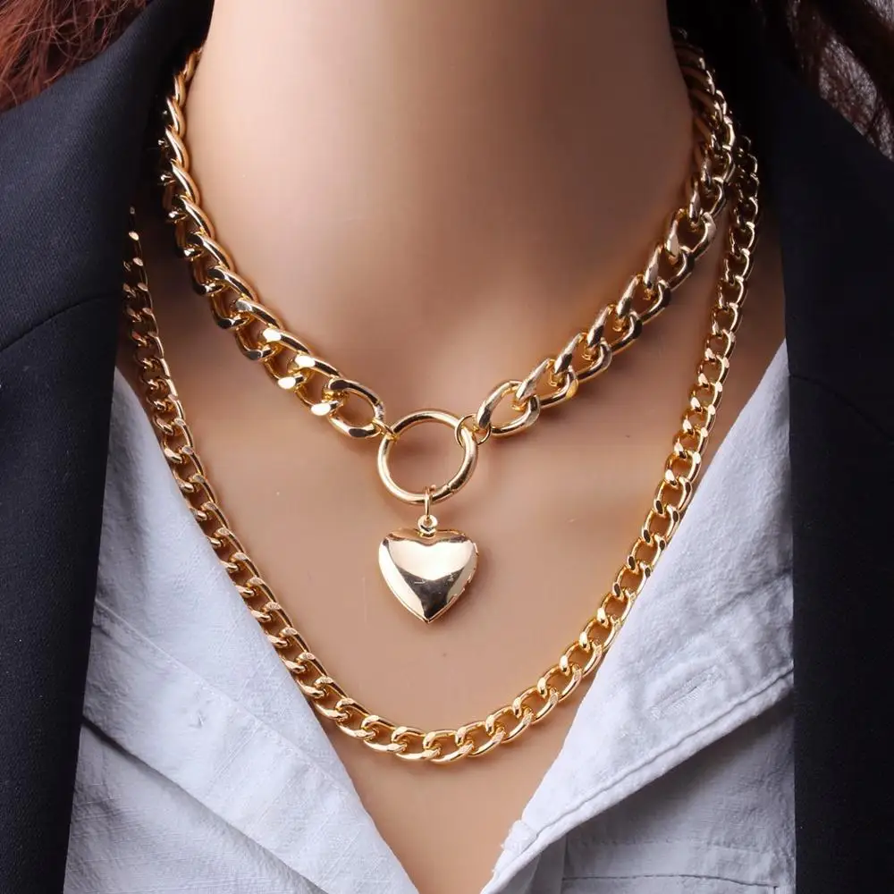 New Arrival 18K Gold Plating Heart Pendant Necklace Double Layer Chain Heart Choker Necklace For Women
New Arrival 18K Gold Plating Heart Pendant Necklace Double Layer Chain Heart Choker Necklace For Women