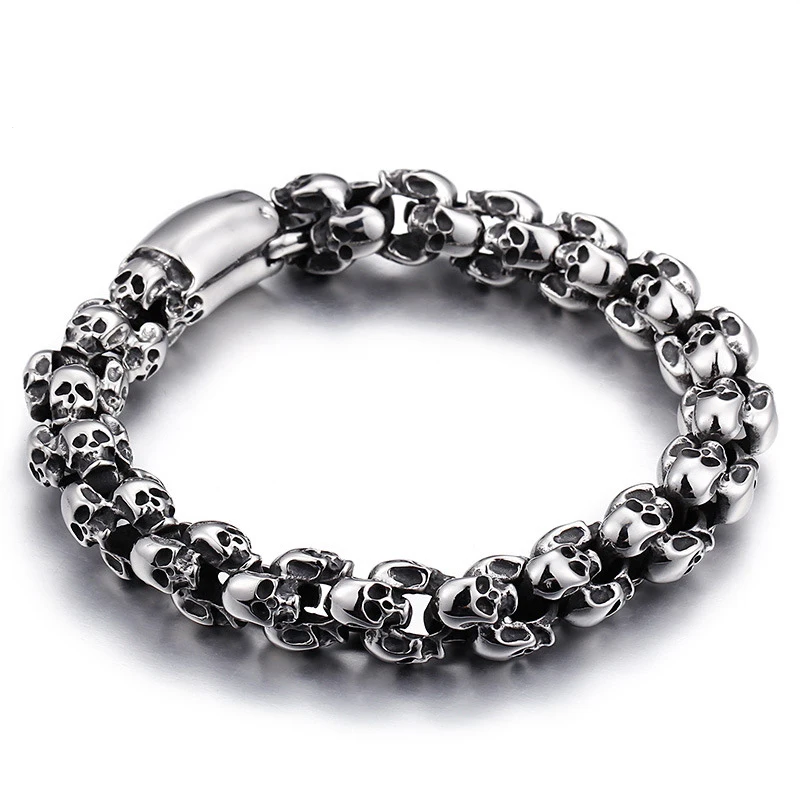 Personality PUNK HIPHOP Jewelry Titanium Steel SKULL Beads Chain Bracelet for Man, Silver,black
Personality PUNK HIPHOP Jewelry Titanium Steel SKULL Beads Chain Bracelet for Man, Silver,black