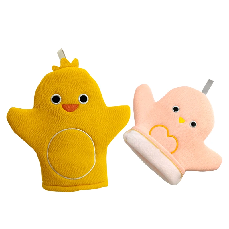 Household high quality cartoon chicken shaped pink soft baby shower glove for children
Household high quality cartoon chicken shaped pink soft baby shower glove for children