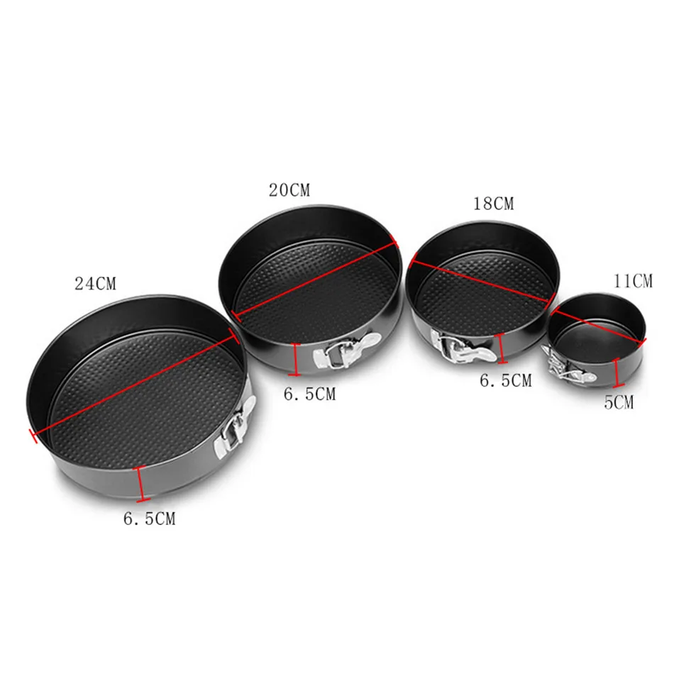 

Non-Stick Metal Bake Mould Black Carbon Steel Cakes Molds Round Cake Baking Pan Removable Bottom Bakeware Cake Supplies, As photo