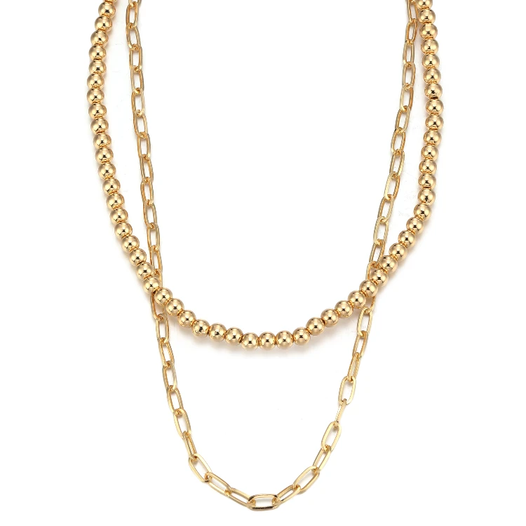 New Arrival Double Layer Square Box Link Chain Copper Ball Chain Necklace For Europe Woman, Gold
New Arrival Double Layer Square Box Link Chain Copper Ball Chain Necklace For Europe Woman, Gold