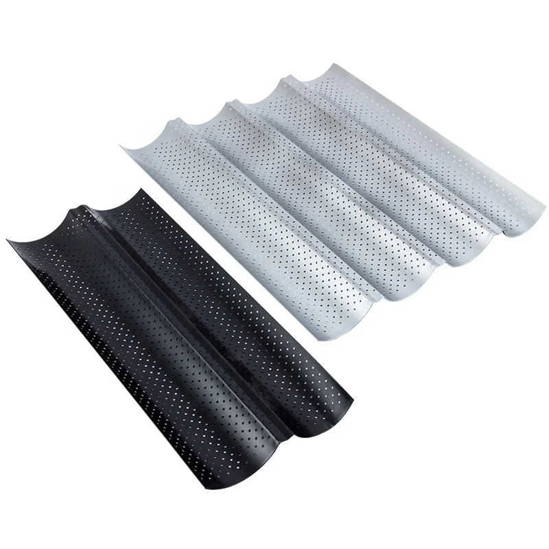 2/4 Wave Nonstick Baguette Mold Carbon Steel French Bread Baking Tray For Baguette, Silver/black
2/4 Wave Nonstick Baguette Mold Carbon Steel French Bread Baking Tray For Baguette, Silver/black
