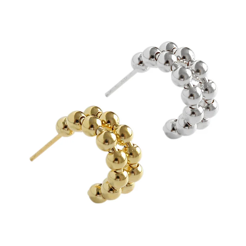 High Quality 925 Sterling Silver Jewelry 0.8CM Real Gold Plated Double Layers Sterling Silver Beaded C Shaped Hoop Earrings, Picture color
High Quality 925 Sterling Silver Jewelry 0.8CM Real Gold Plated Double Layers Sterling Silver Beaded C Shaped Hoop Earrings, Picture color