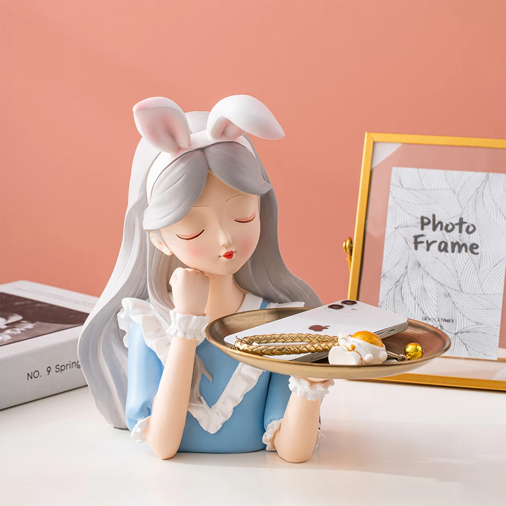 Nordic decoration home Alice girl resin sculpture tray decoration bow girl storage tray
Nordic decoration home Alice girl resin sculpture tray decoration bow girl storage tray