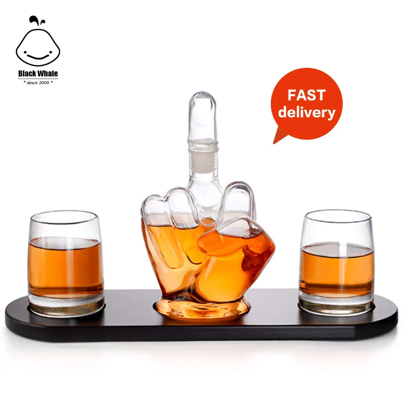 Factory Wholesale Whiskey Decanter Set Middle Finger with 2 Whiskey Glasses and Wooden Base / Whiskey Glasses Set
Factory Wholesale Whiskey Decanter Set Middle Finger with 2 Whiskey Glasses and Wooden Base / Whiskey Glasses Set