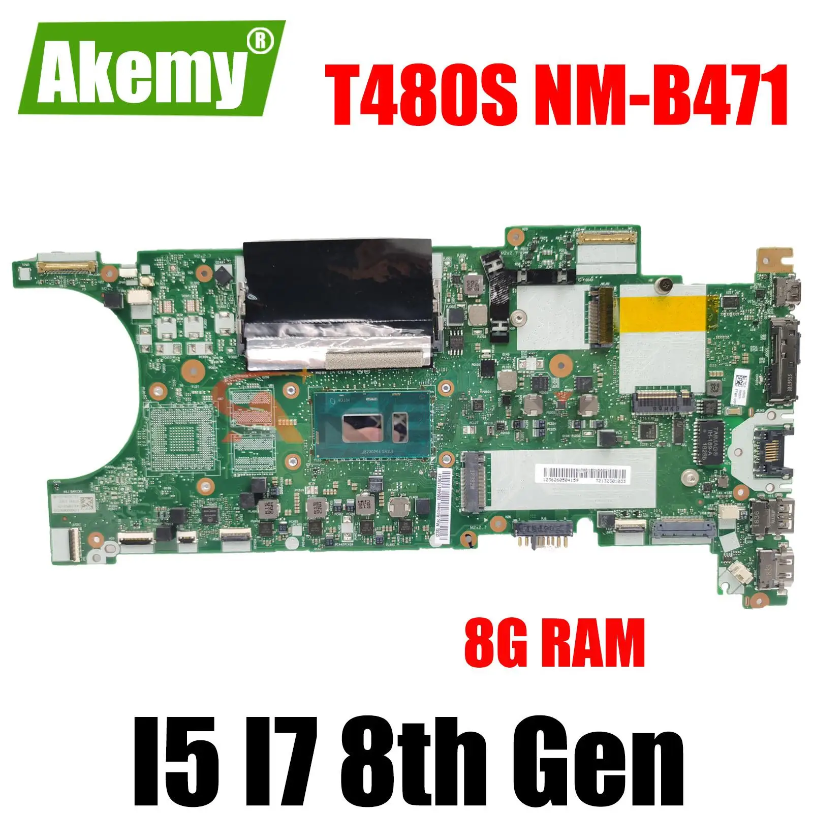 

For Lenovo Thinkpad T480S Notebook Computer Mainboard CPU: I5 I7 8th Gen 8G RAM ET481 NM-B471 Motherboard
