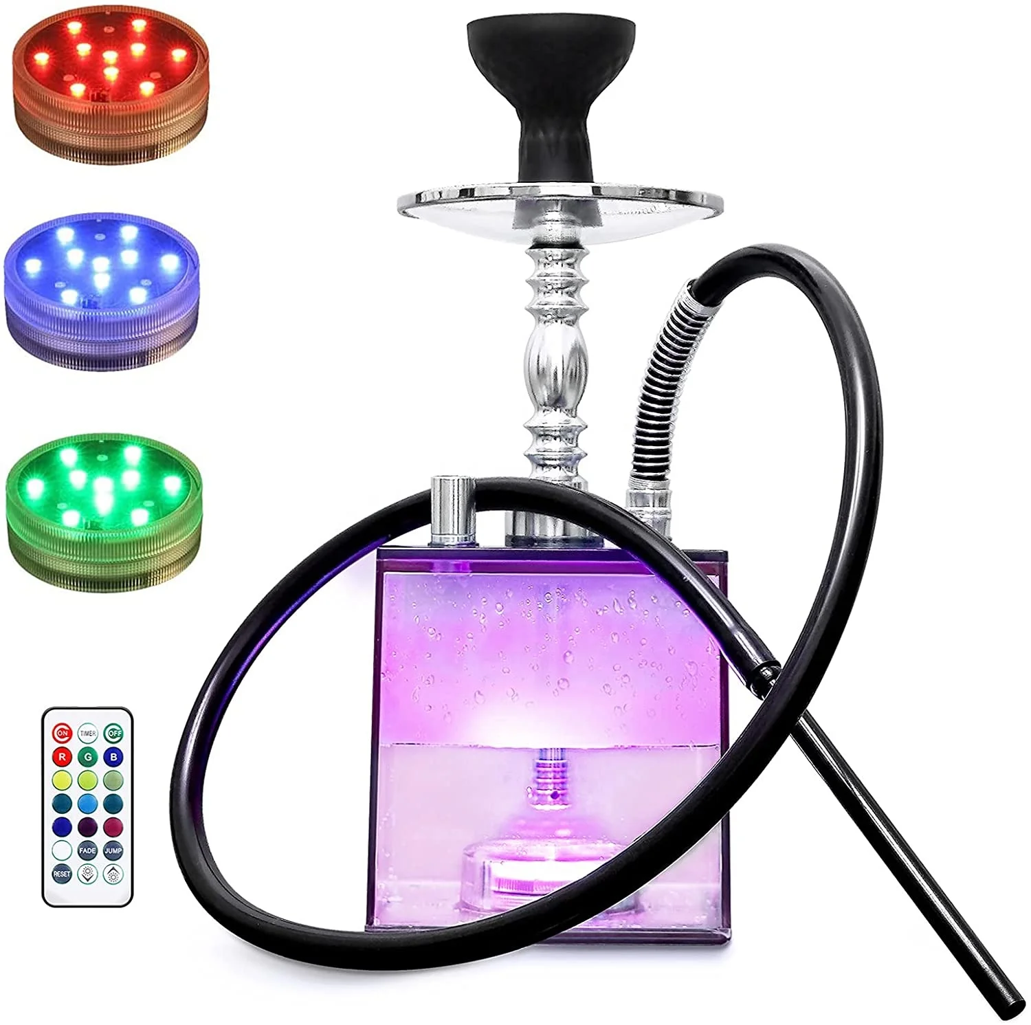 

Custom Cube Deluxe Square Acrylic Plastic Hookah With Gorgeous Multicolor Led Light Narguile Chicha Sheesha Shisha Hookah, Clear with led