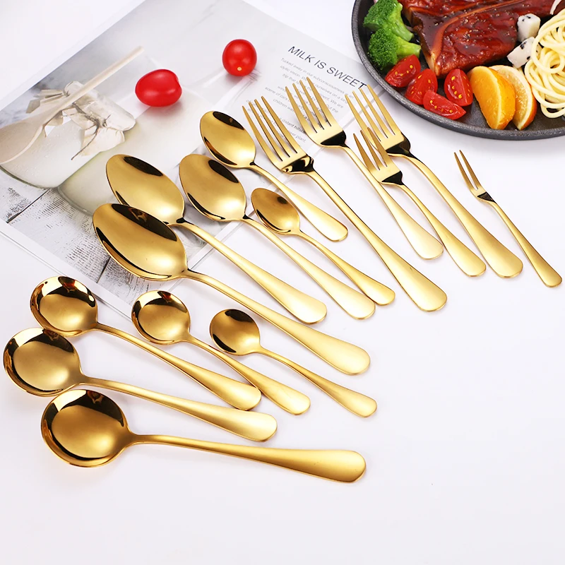 1010 Gold Flatware Cutlery Golden Spoons and Forks Stainless Steel Reusable Cutlery Wholesale, Silver/gold/rose gold/rainbow/black/blue/purple
1010 Gold Flatware Cutlery Golden Spoons and Forks Stainless Steel Reusable Cutlery Wholesale, Silver/gold/rose gold/rainbow/black/blue/purple