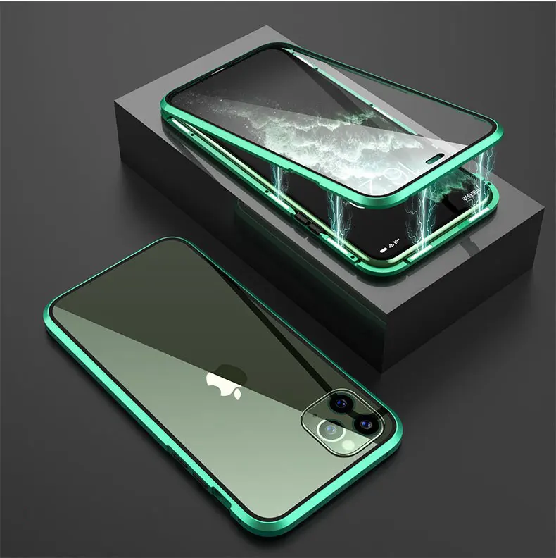 Flip glass cover for iphone 12 magnet case 360 Degree Full Cover Tempered Glass double metal bumper Clear Magnetic Phone Case
Flip glass cover for iphone 12 magnet case 360 Degree Full Cover Tempered Glass double metal bumper Clear Magnetic Phone Case