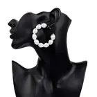 Personalized Simple Business Geometric Earrings Female Alien Shaped Pearl Exaggerated C-shaped Beaded Earrings
