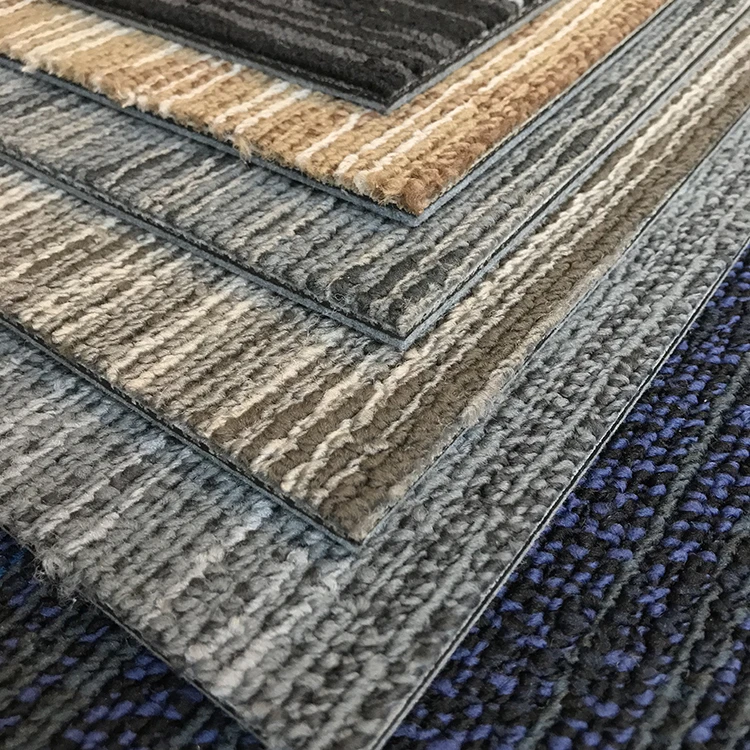 50*50cm 100% PP Cushion Backing Modern Commercial Plank Style Office Used Carpet Tiles