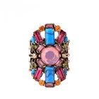 Colorful resin crystal geometric vintage finger rings for women retro accessories jewelry