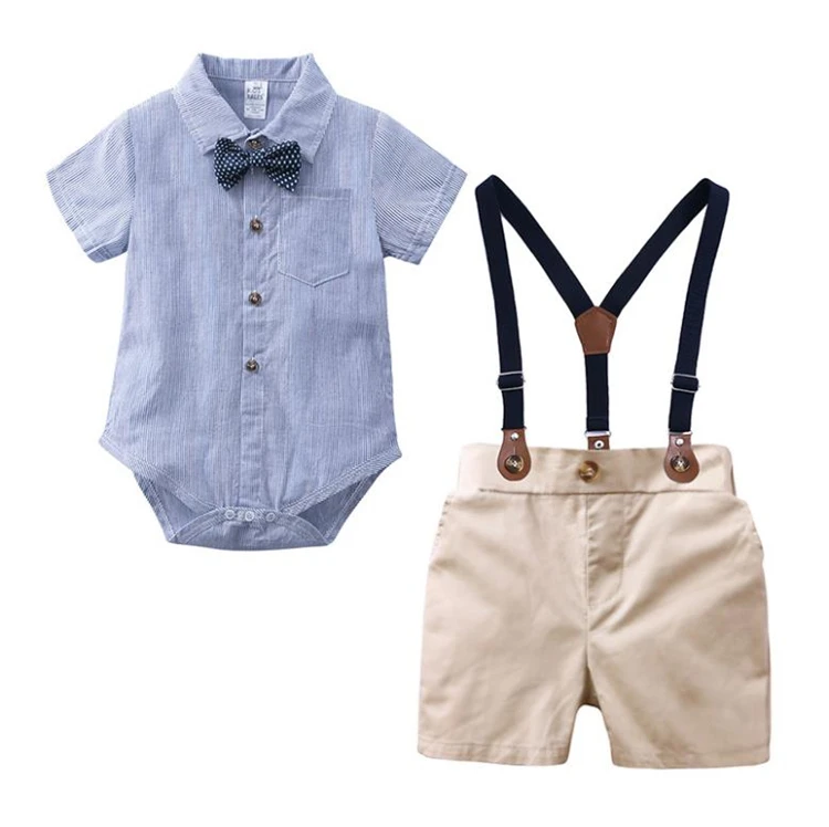 

ZHG01 Toddler Baby Rompers Gentleman Roupas Infant T-shirt Overalls +Shorts baby boy clothing sets from china