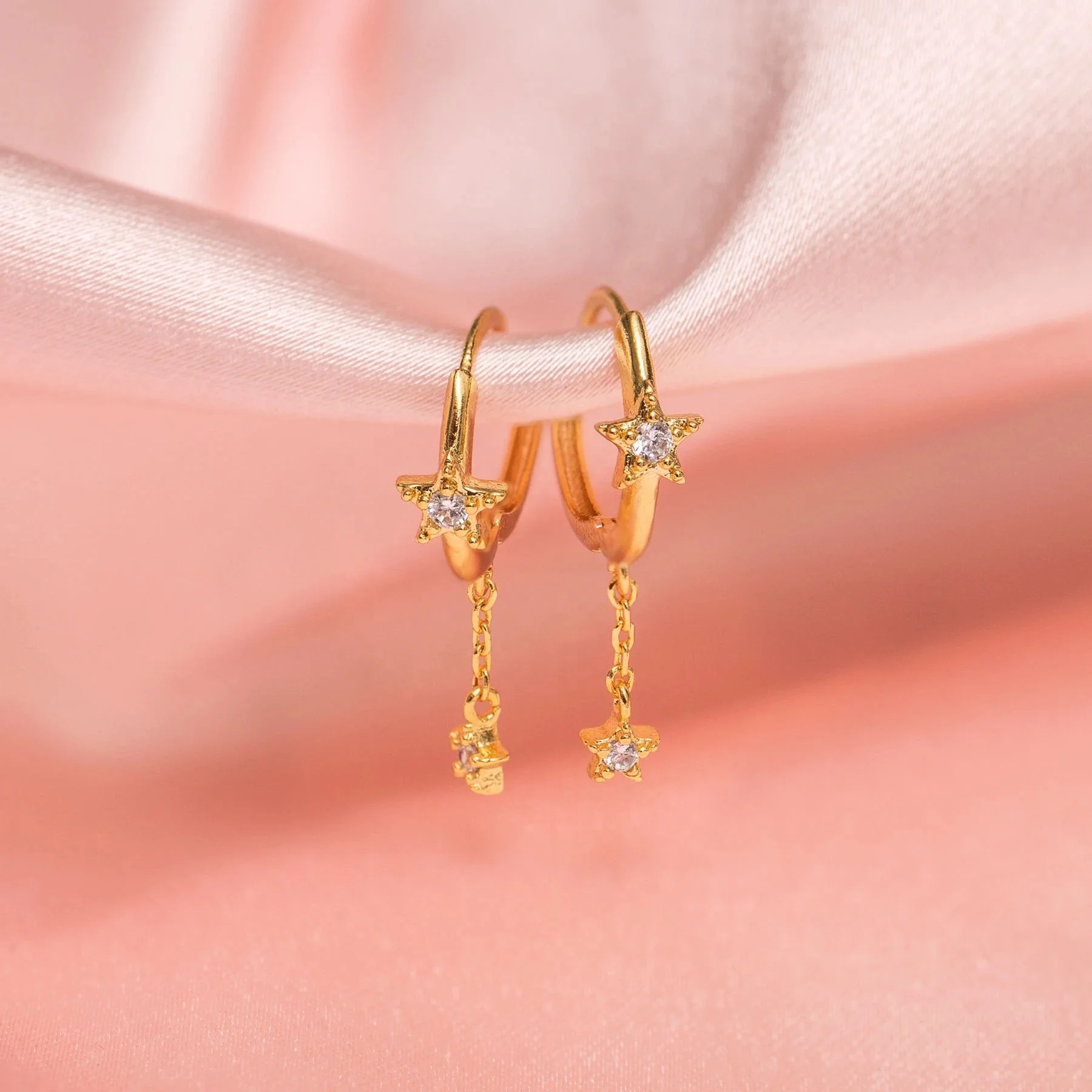 trendy gold plated star charm tassel chain fashion earring designs women earring, Request 
trendy gold plated star charm tassel chain fashion earring designs women earring, Request