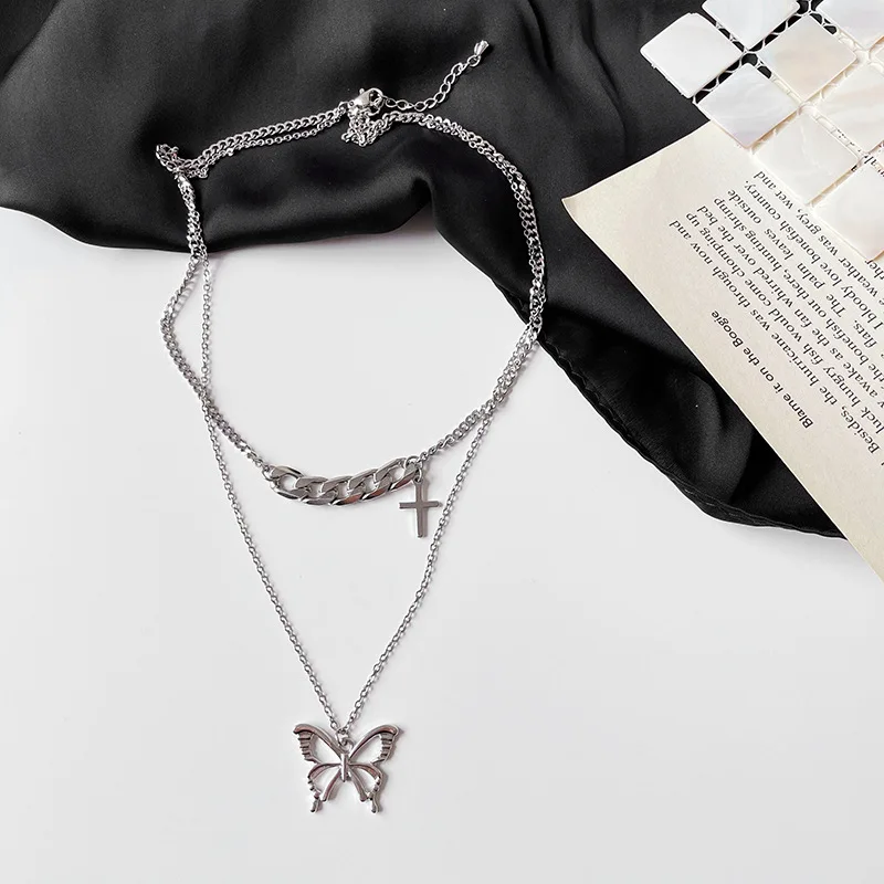 Butterfly Cross Double Cascade Necklace Hip-hop Personality Street Fashion Collarbone Chain Long Sweater Chain Accessories
Butterfly Cross Double Cascade Necklace Hip-hop Personality Street Fashion Collarbone Chain Long Sweater Chain Accessories