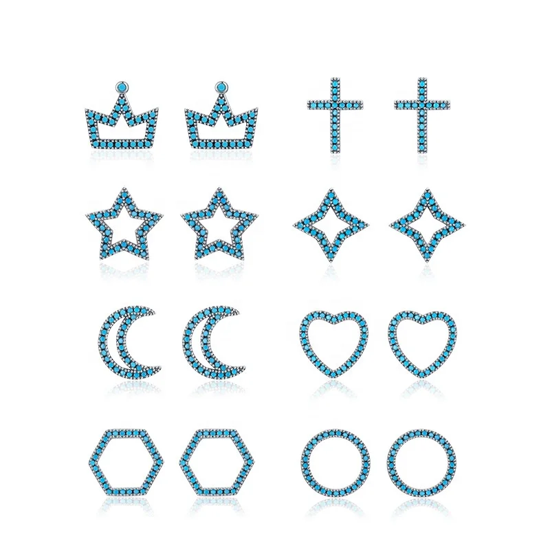 Minimalist jewelry 925 sterling silver mini star moon heart turquoise stud earrings, Customized color
Minimalist jewelry 925 sterling silver mini star moon heart turquoise stud earrings, Customized color