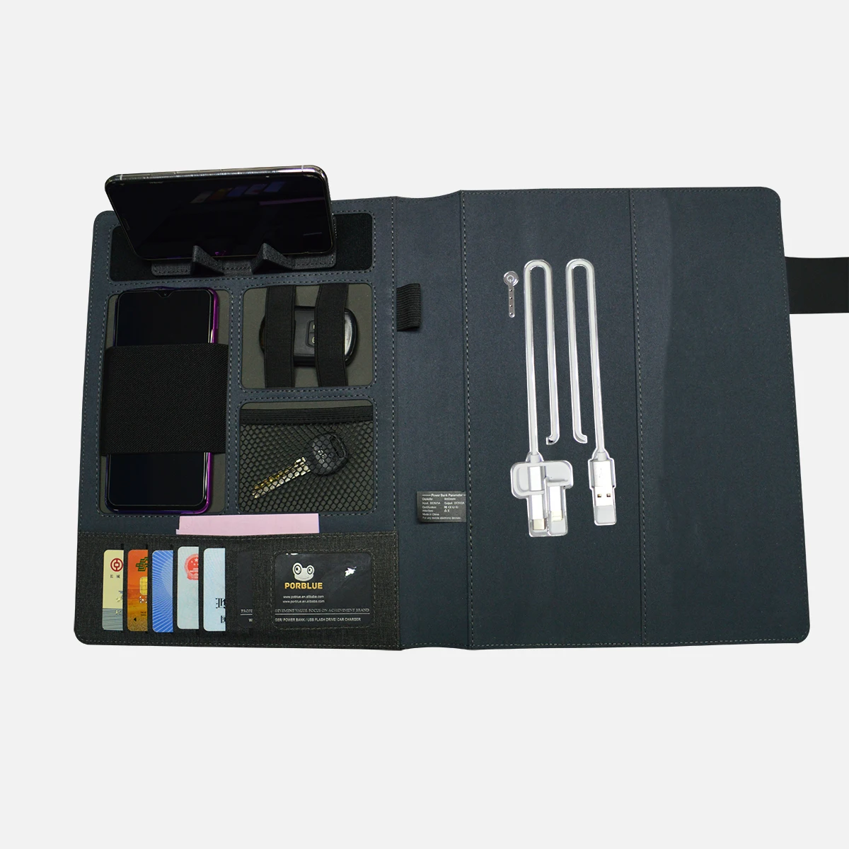 promotional business gift set real leather journal power bank