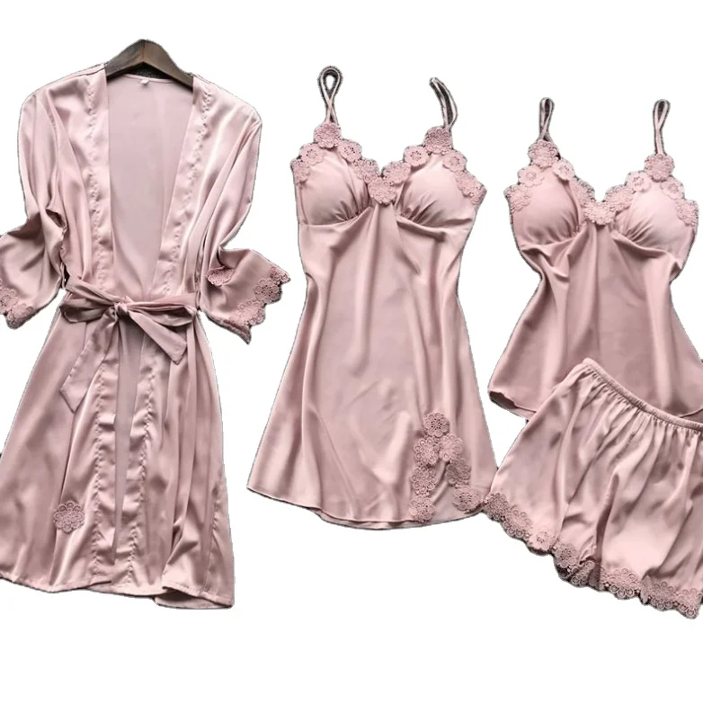 2021 New 4 Pieces Pajamas Set : Night Gown, Long Dress, Short Dress And Pants Womens Loungewear Girl Sleepwear Pajama, Assorted color
2021 New 4 Pieces Pajamas Set : Night Gown, Long Dress, Short Dress And Pants Womens Loungewear Girl Sleepwear Pajama, Assorted color