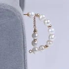 5-6mm Potato Freshwater Pearl C-Shaped Copper Gold Ring Pearl Hoop Earrings For Women