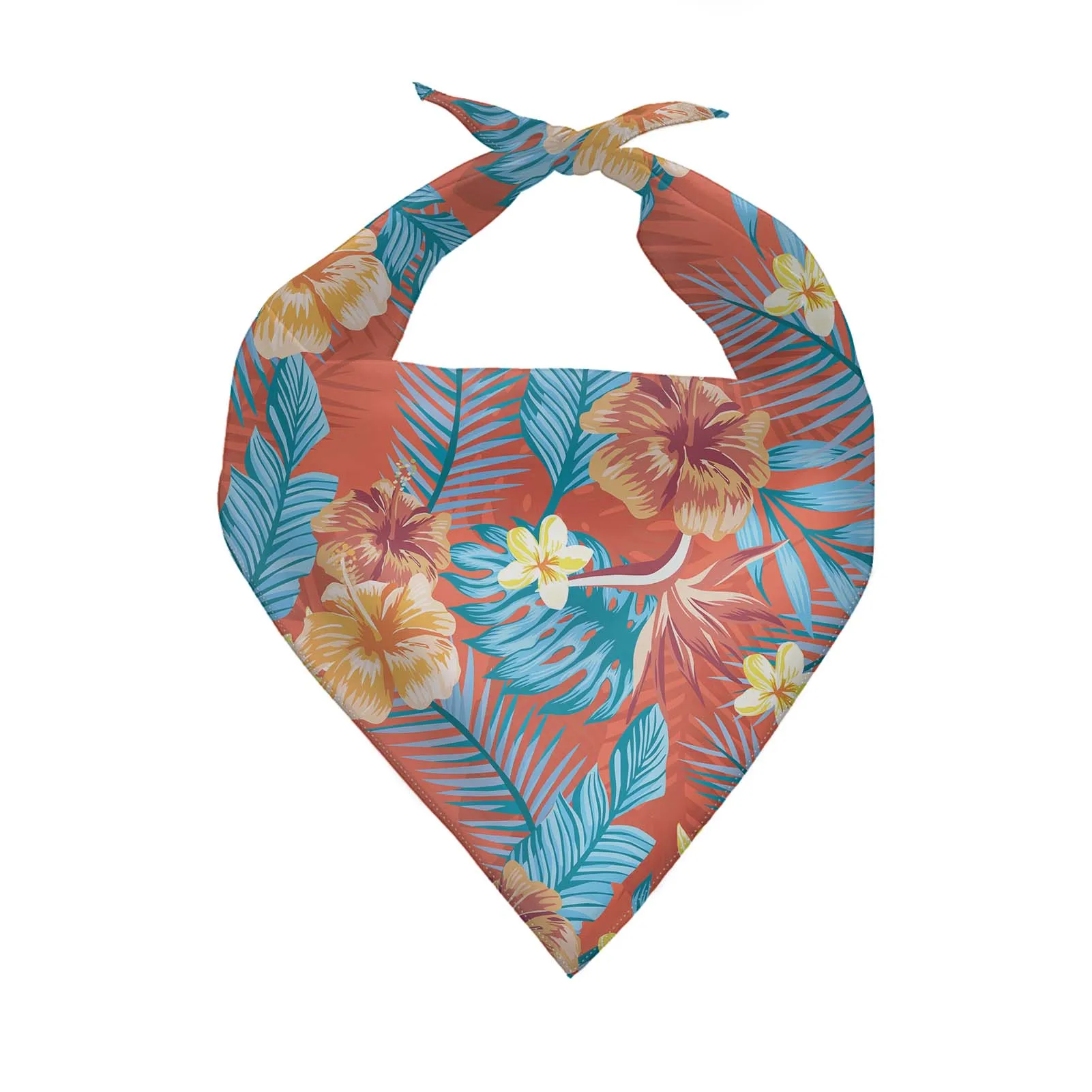 Polynesian Monstera Leaves And Orange Flowers Print Washable Pet Apparel Bandanas Polyester Soft Fabric Saliva Towel Bandana, Customized color
Polynesian Monstera Leaves And Orange Flowers Print Washable Pet Apparel Bandanas Polyester Soft Fabric Saliva Towel Bandana, Customized color