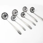 Long handles stainless steel soup laddle spoon mirror finishing kitchen skimmer strainer cookware serving utensils set