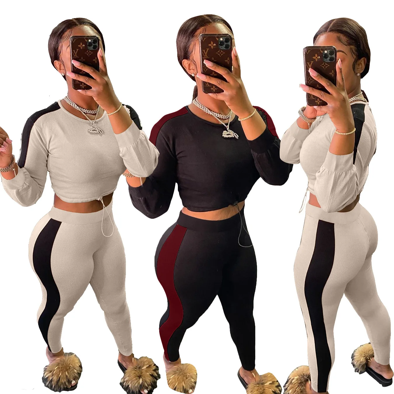 Women's autumn and winter new sexy tight pants long sleeve suit two-piece suit, Customized color
Women's autumn and winter new sexy tight pants long sleeve suit two-piece suit, Customized color