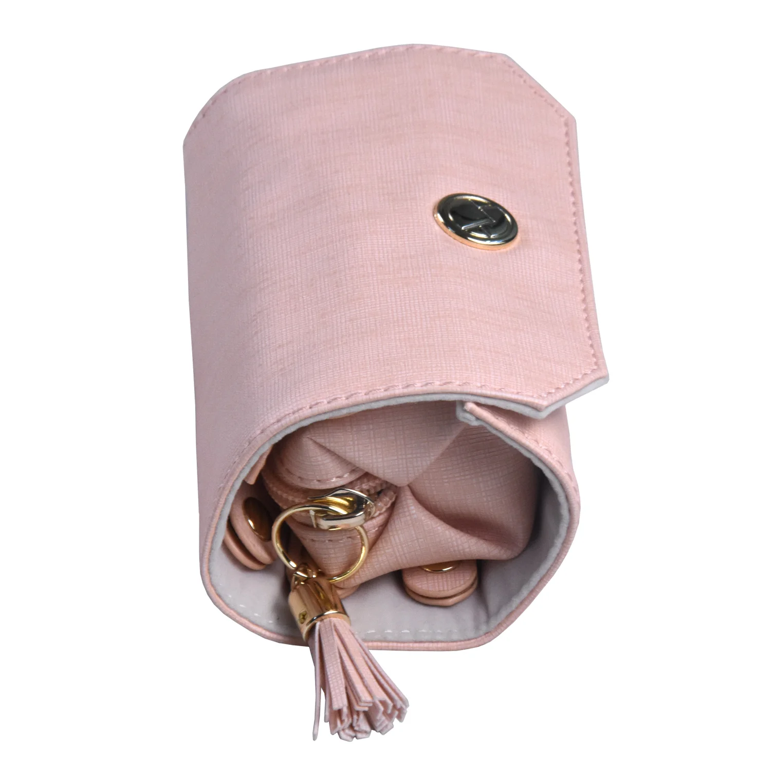 Custom luxury portable travel display velvet jewelry roll bag