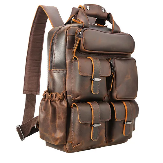 Multifunctional vertical square wear-resistant and breathable men's and women's genuine crazy horse leather laptop backpack
Multifunctional vertical square wear-resistant and breathable men's and women's genuine crazy horse leather laptop backpack