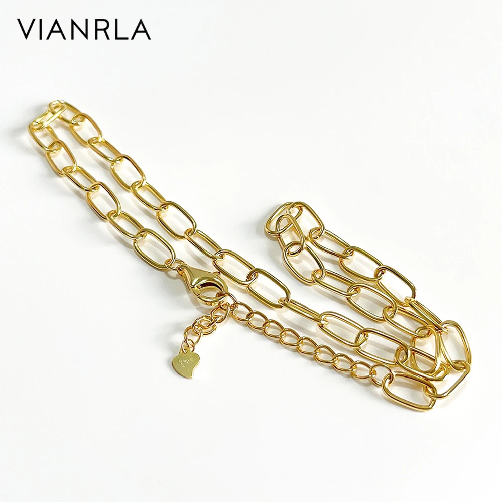 VIANRLA 925 Sterling Silver Paper Clip Chain 18k Gold Plated Necklace Jewelry Minimalism Style Free Laser Logo
VIANRLA 925 Sterling Silver Paper Clip Chain 18k Gold Plated Necklace Jewelry Minimalism Style Free Laser Logo