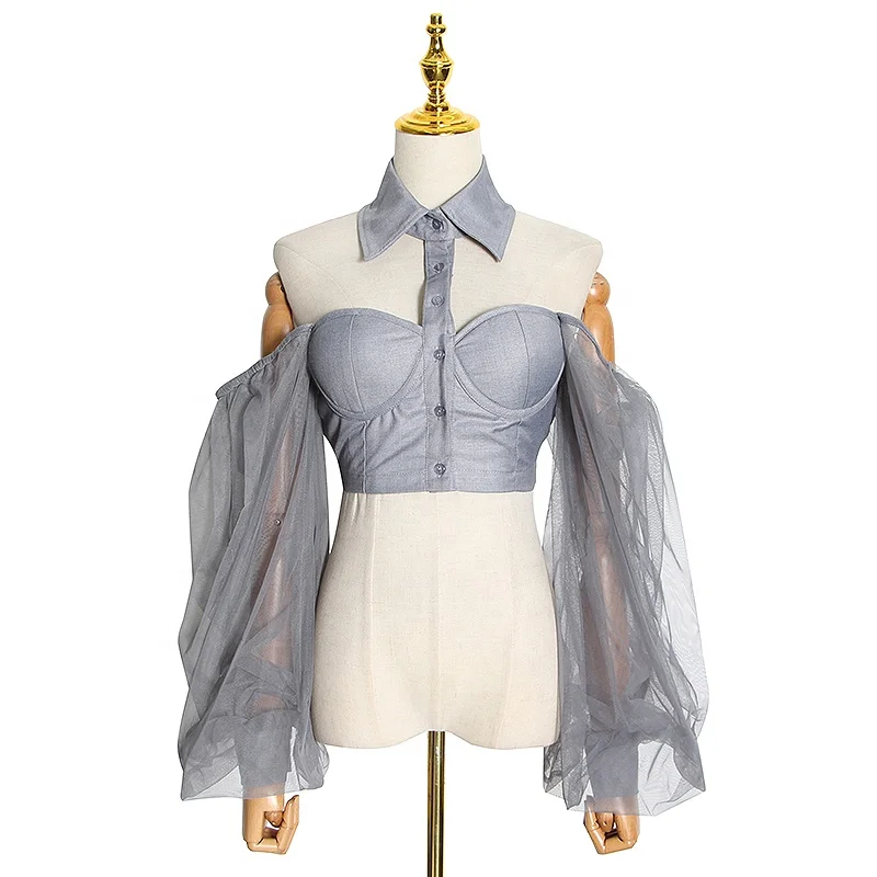 CHICEVER Hollow Out Women Casual Blouse Lapel Collar Lantern Long Sleeve Patchwork Mesh Fashion Shirt
CHICEVER Hollow Out Women Casual Blouse Lapel Collar Lantern Long Sleeve Patchwork Mesh Fashion Shirt