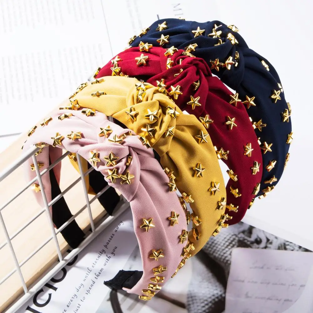 Korean Custom Fabric Women Hair Accessories Gold Star Wide Side Hairband Tie Knot Headband Hair Band for Ladies, Picture
Korean Custom Fabric Women Hair Accessories Gold Star Wide Side Hairband Tie Knot Headband Hair Band for Ladies, Picture