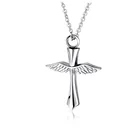 Wholesale Stainless Steel Angel Wings Cross Urn Pendant Necklace Memorial Ash Keepsake Cremation Jewelry