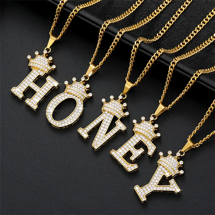 Custom Letter Diamond Crown Pendant Gold Necklace Zircon Stainless Steel Initial Necklace Letter
Custom Letter Diamond Crown Pendant Gold Necklace Zircon Stainless Steel Initial Necklace Letter