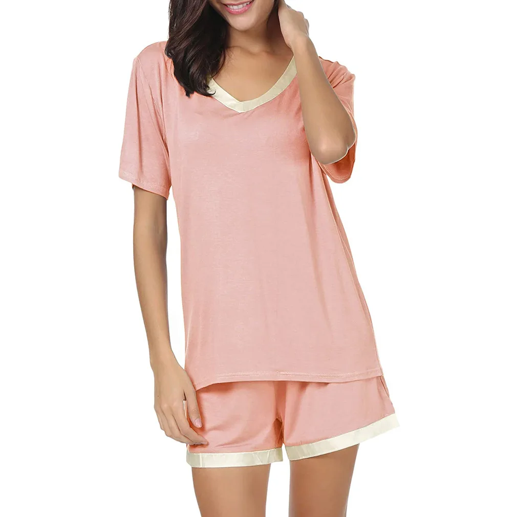 Women's Home Wear Women's Pajamas Short Sleeve Shirt Short Pajamas Set V Neck Pajamas Casual
Women's Home Wear Women's Pajamas Short Sleeve Shirt Short Pajamas Set V Neck Pajamas Casual