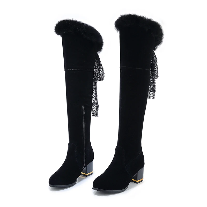 Ladies Over The Knee High Thigh Boots Fur Suede Warm Round Toe Block Chunky Heel Shoes, Black
Ladies Over The Knee High Thigh Boots Fur Suede Warm Round Toe Block Chunky Heel Shoes, Black